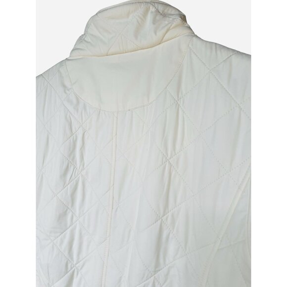 Talbots Petites Cream Diamond Quilted Puffer Vest Gold Zip P L Capsule Wardrobe - Picture 8 of 9